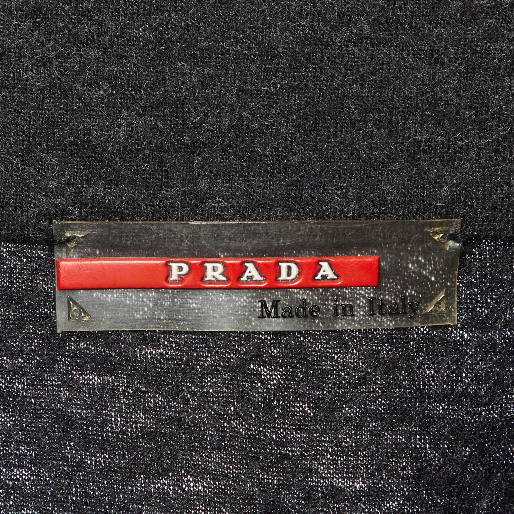 Prada Sport Dark Grey Wool Zip Up Jumper L 