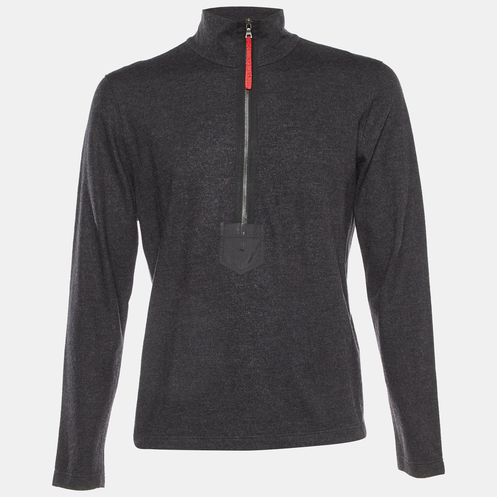 

Prada Sport Dark Grey Wool Zip Up Jumper L