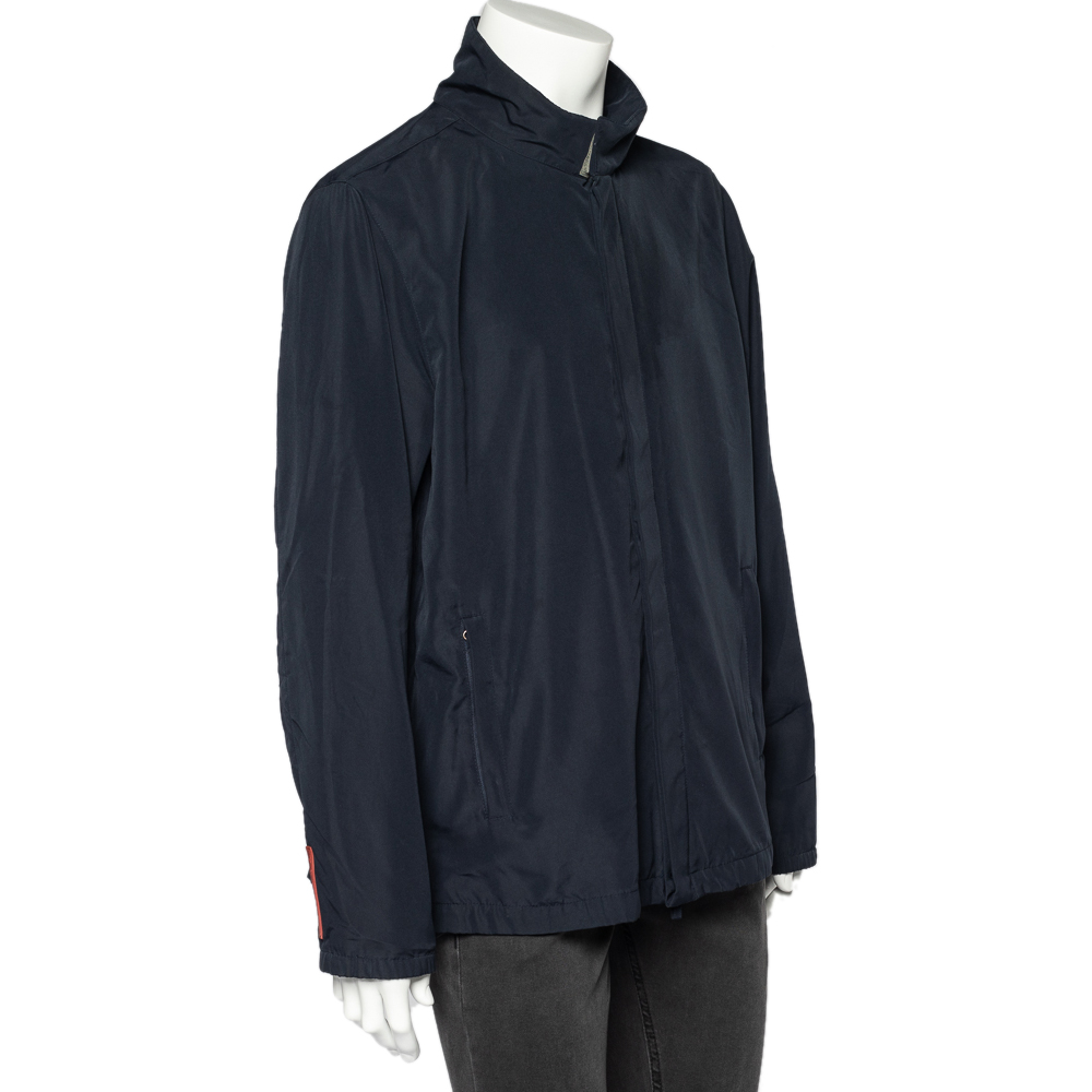 

Prada Sport Navy Blue Synthetic Zip Front Jacket