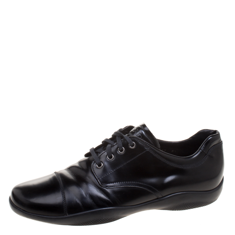 Prada Sport Black Leather Lace Up Derby Size 42.5