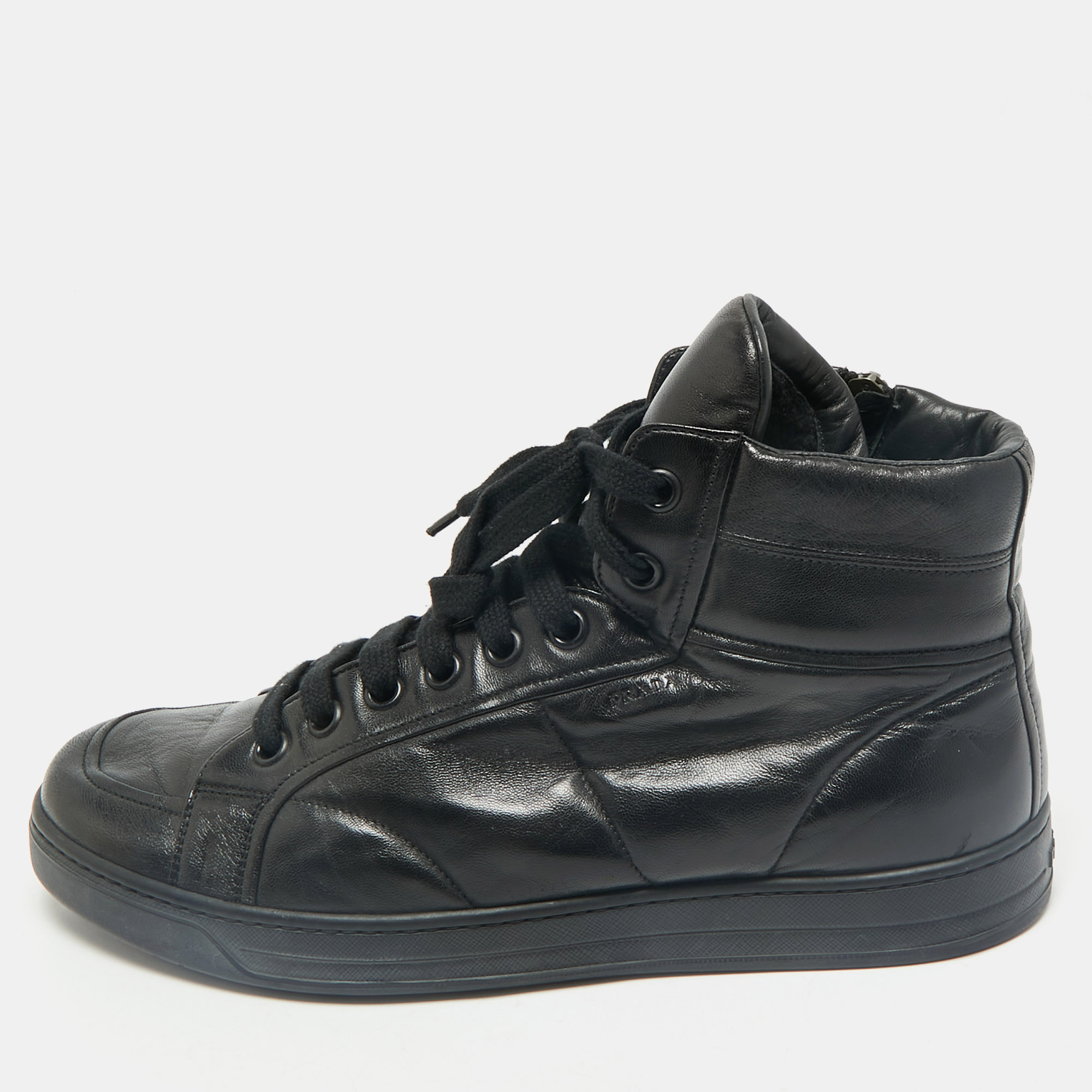 

Prada Sport Black Leather High Top Sneakers Size 43