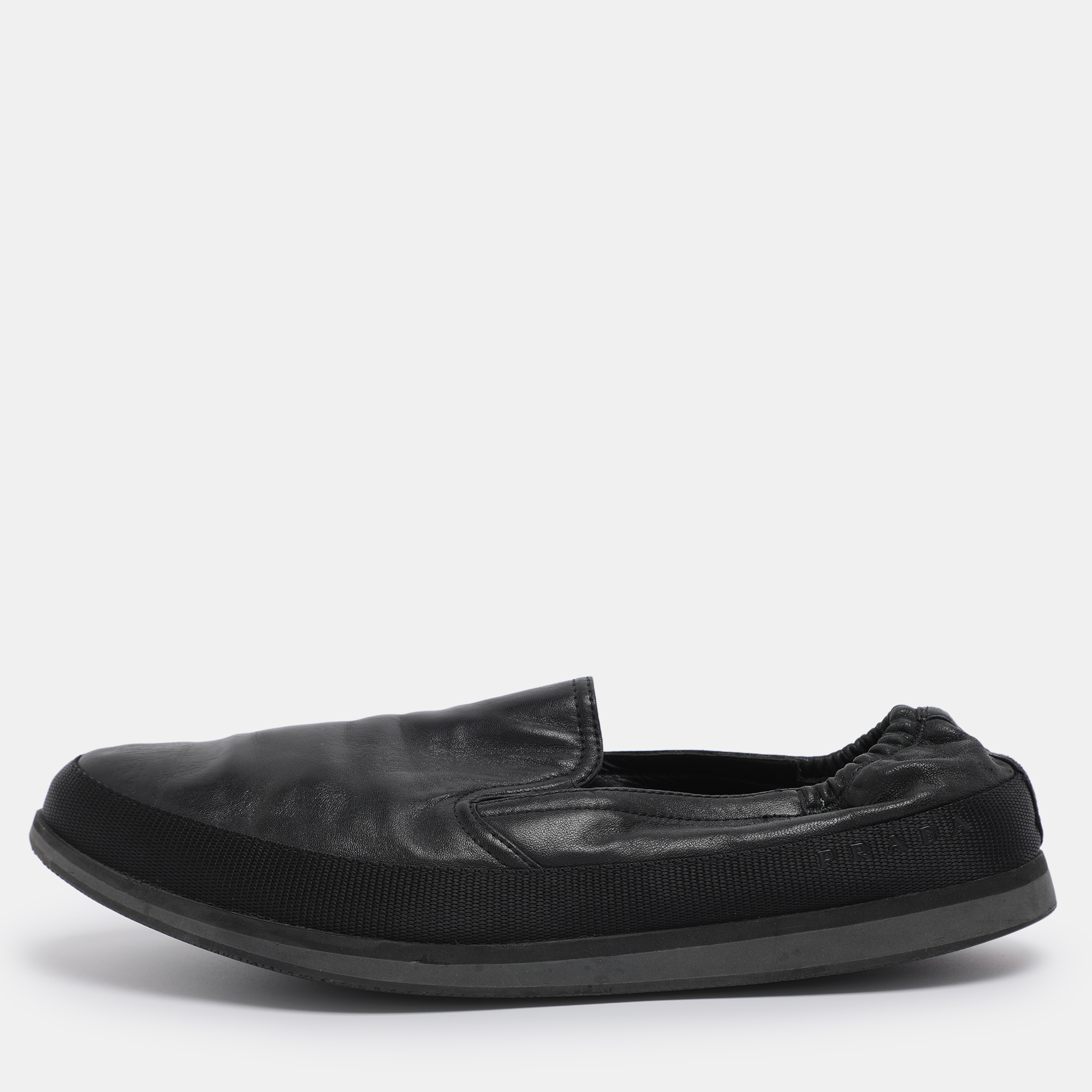 

Prada Sports Black Leather Scrunch Slip On Sneakers Size 45
