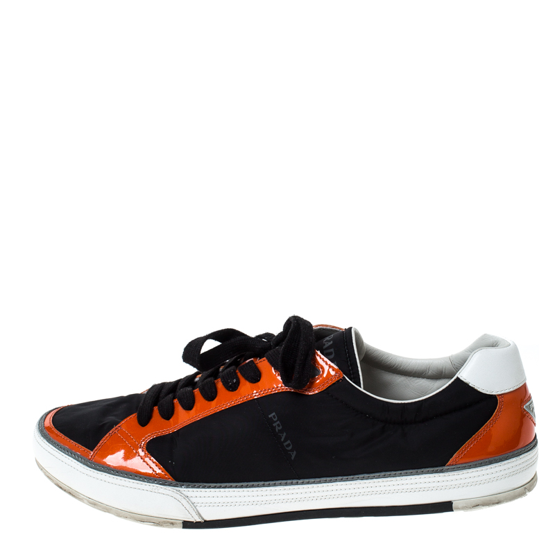 black and orange prada sneakers