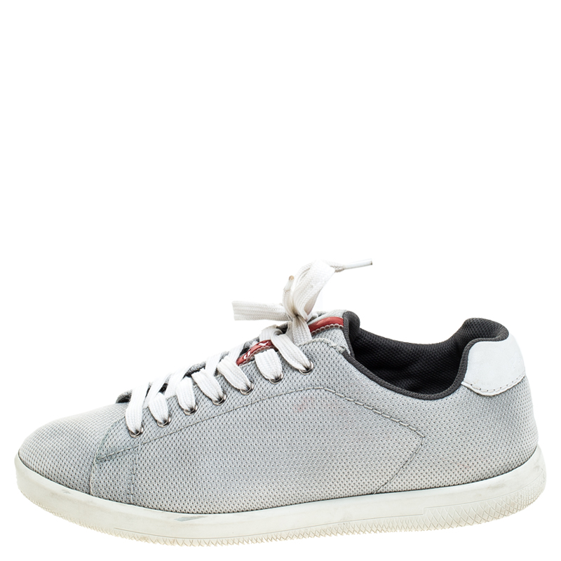 

Prada Sport Light Grey Mesh Lace Low Top Sneakers Size