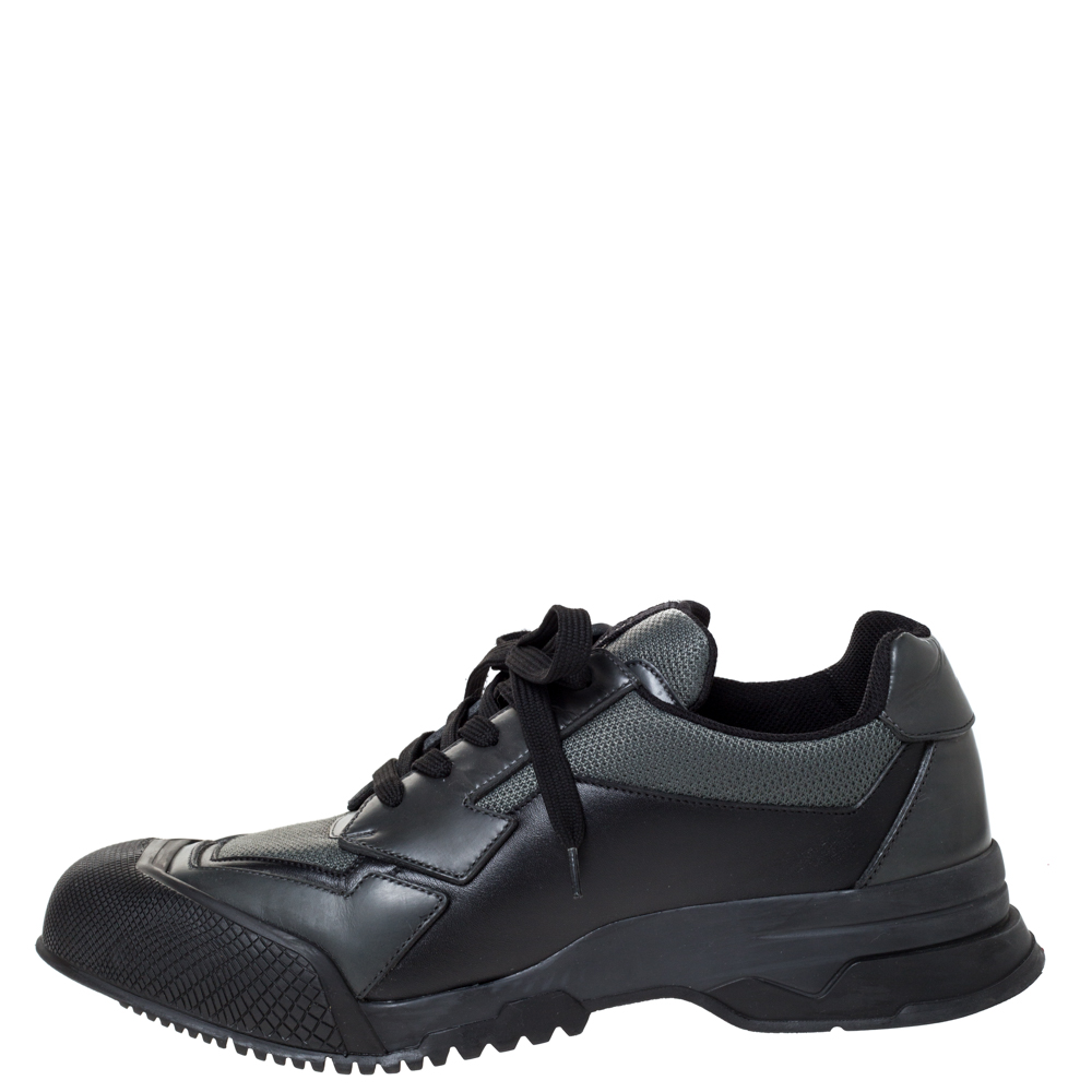 

Prada Sport Black Leather And Mesh Low Top Sneakers Size