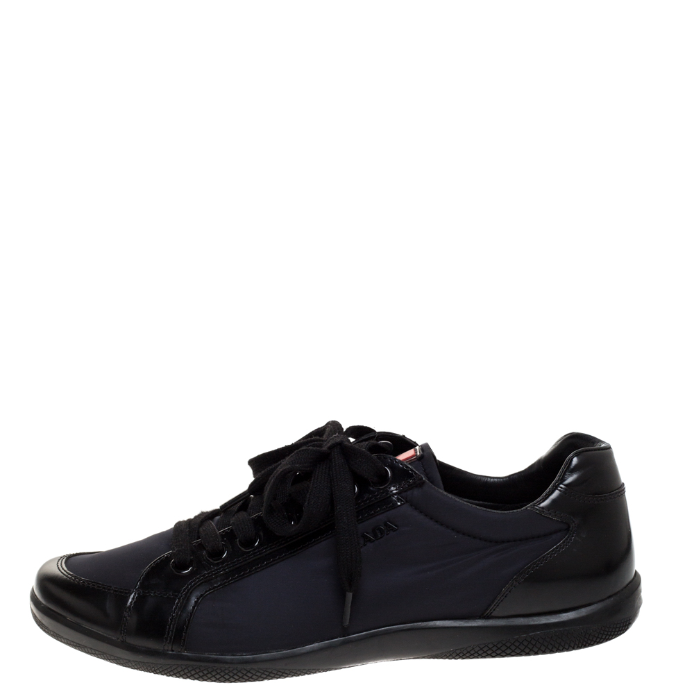 

Prada Sport Black Nylon Fabric And Leather Low Top Sneakers Size