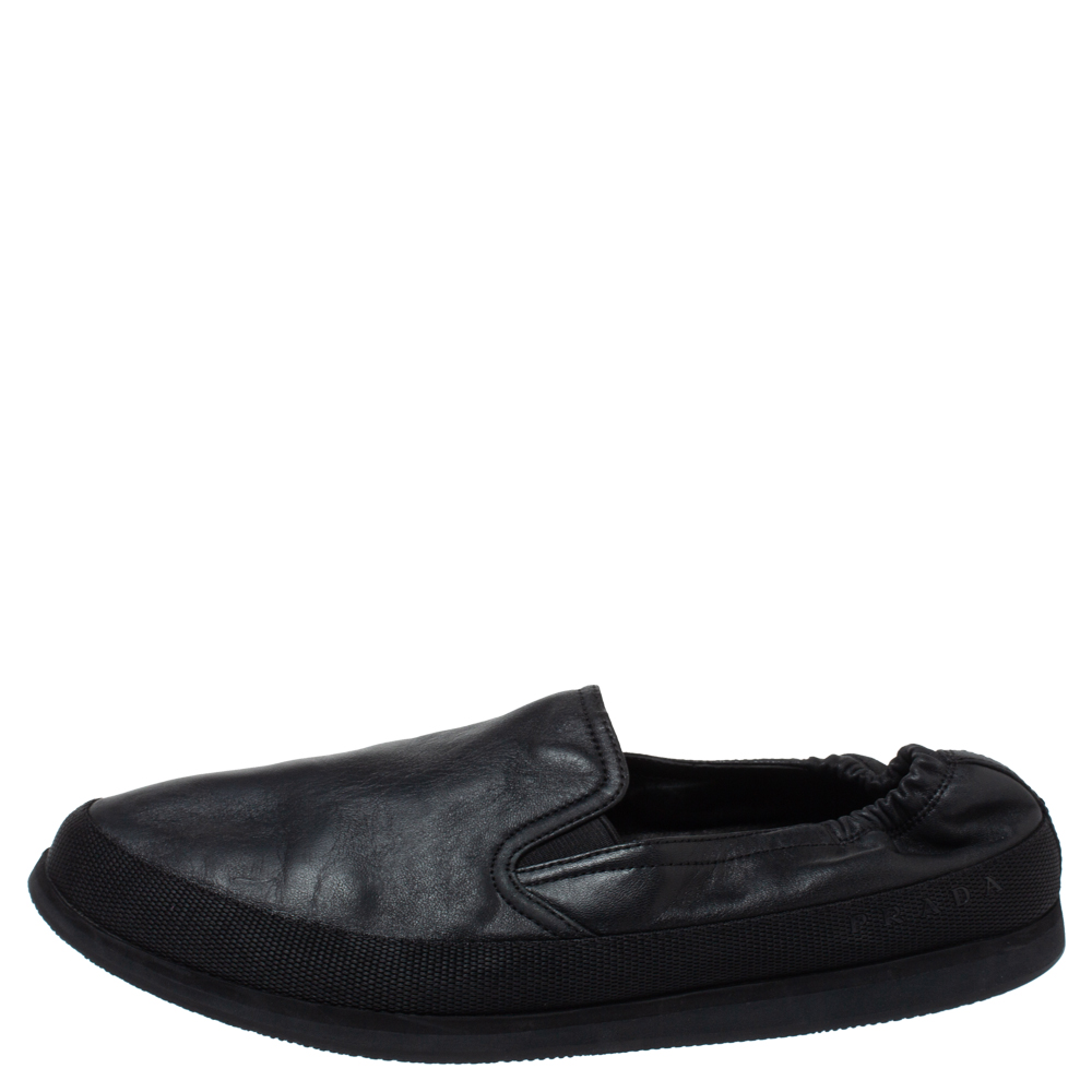 

Prada Sports Black Leather Scrunch Slip On Sneakers Size