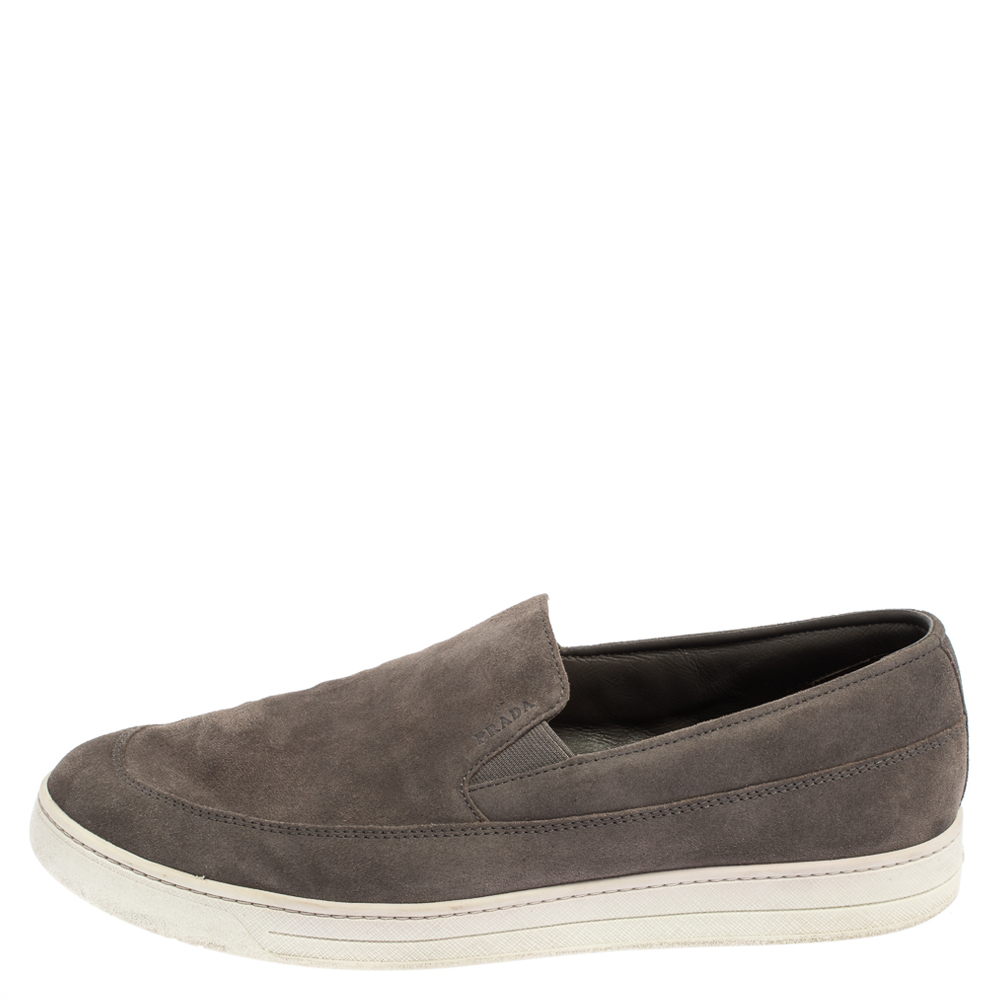 

Prada Sport Grey Suede Leather Slip On Sneakers Size