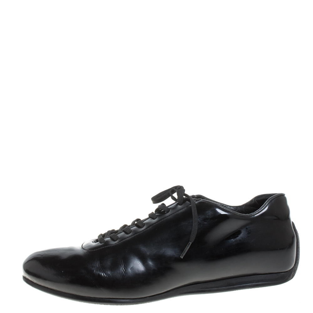 

Prada Sport Black Patent Leather Lace Up Low Top Sneakers Size