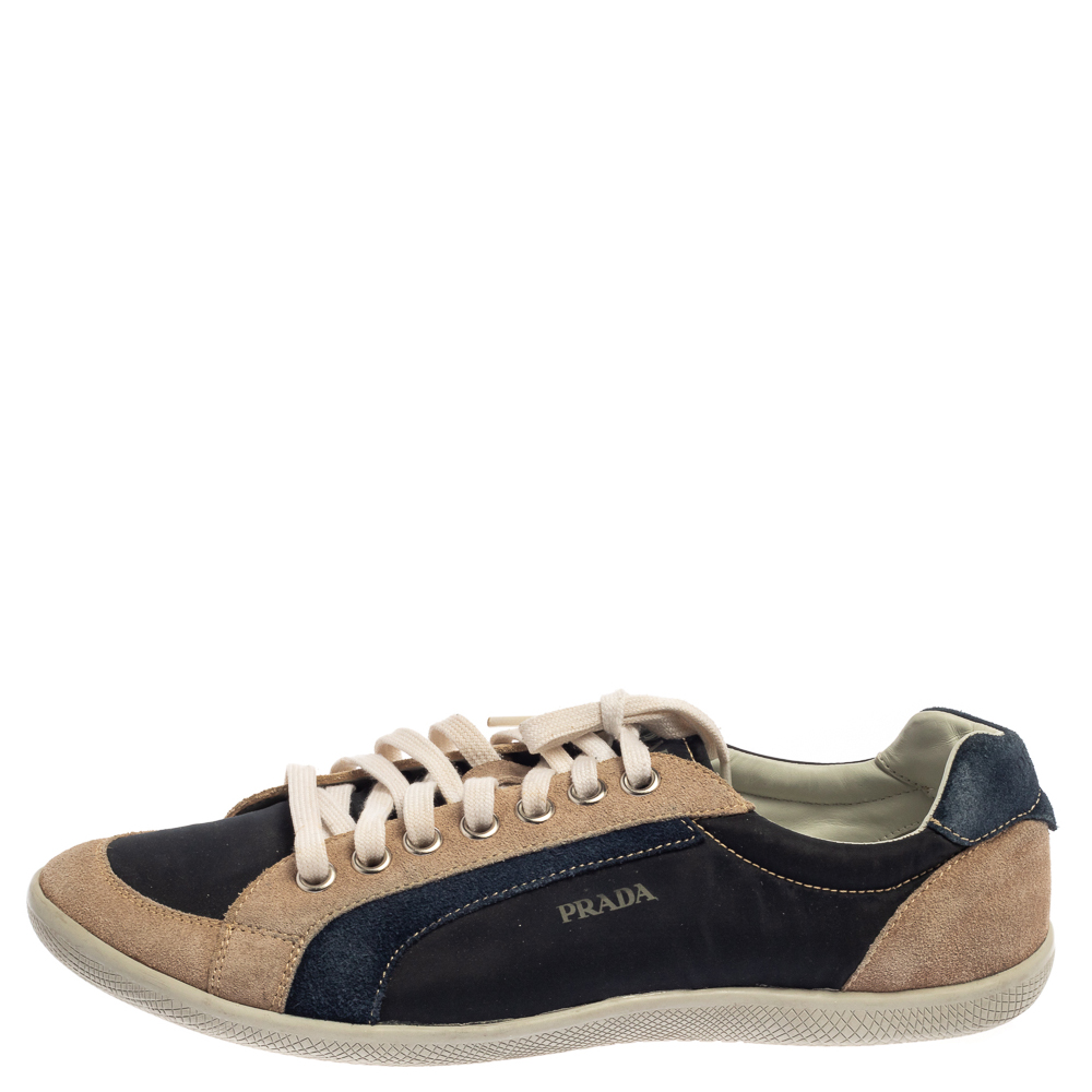 

Prada Sport Blue/Beige Suede And Nylon Low Top Sneakers Size