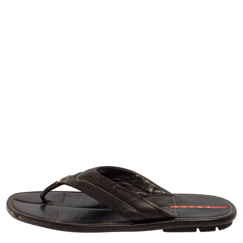 

Prada Sport Black Leather Thong Sandals Size