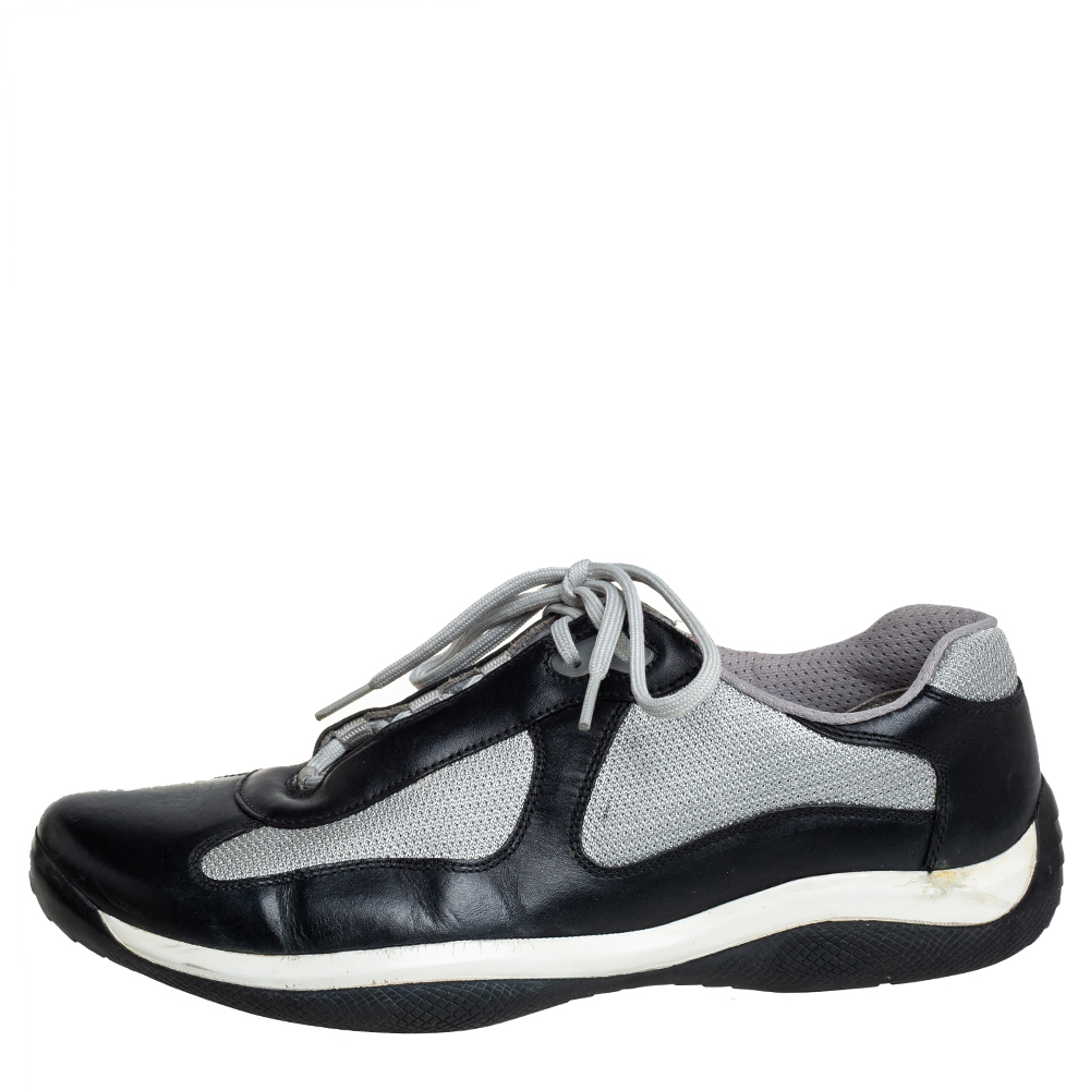 

Prada Sport Grey/ Black Mesh And Leather Low-Top Sneakers Size