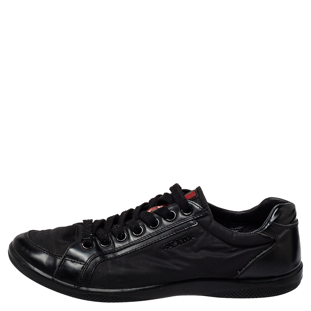 

Prada Sport Black Nylon And Leather Low Top Sneakers Size