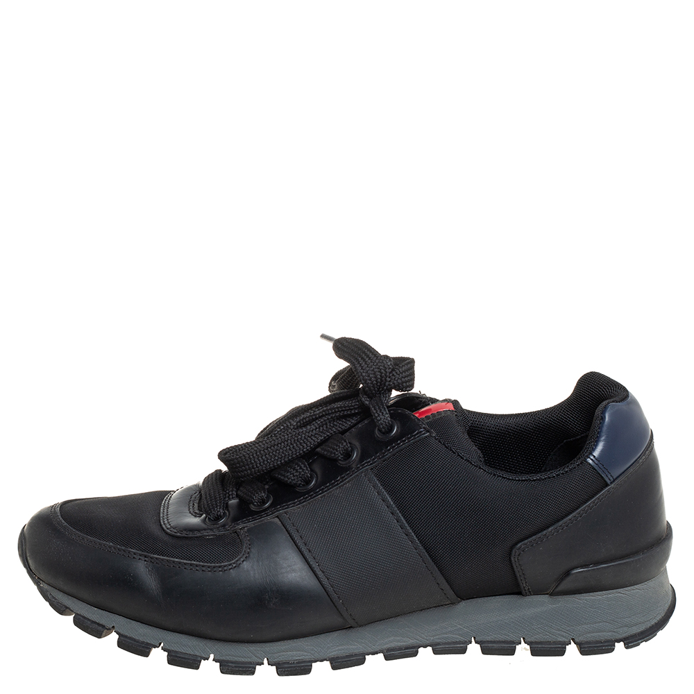 

Prada Sport Black Nylon And Leather Low Top Sneakers Size