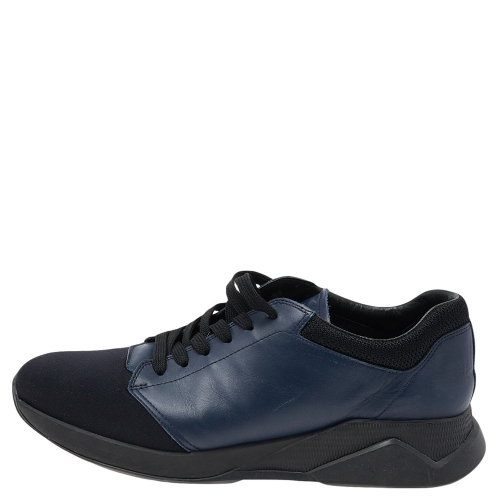 

Prada Sport Navy Blue Leather And Neoprene Low Top Sneakers Size 43