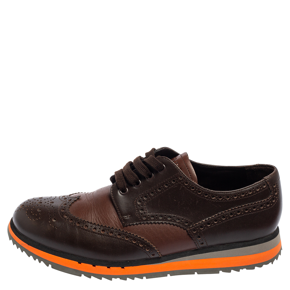

Prada Sport Brown Brogue Leather Sneakers Size