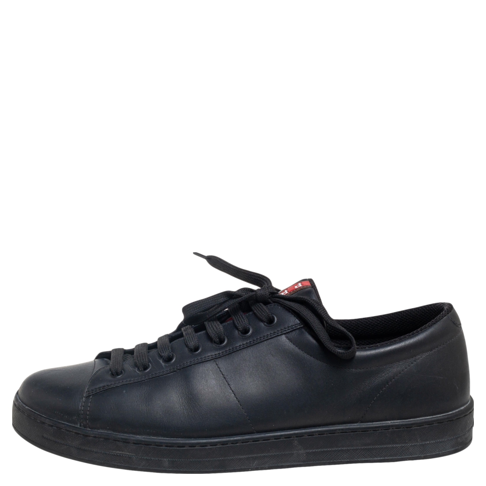 

Prada Sport Black Leather Low Top Sneakers Size