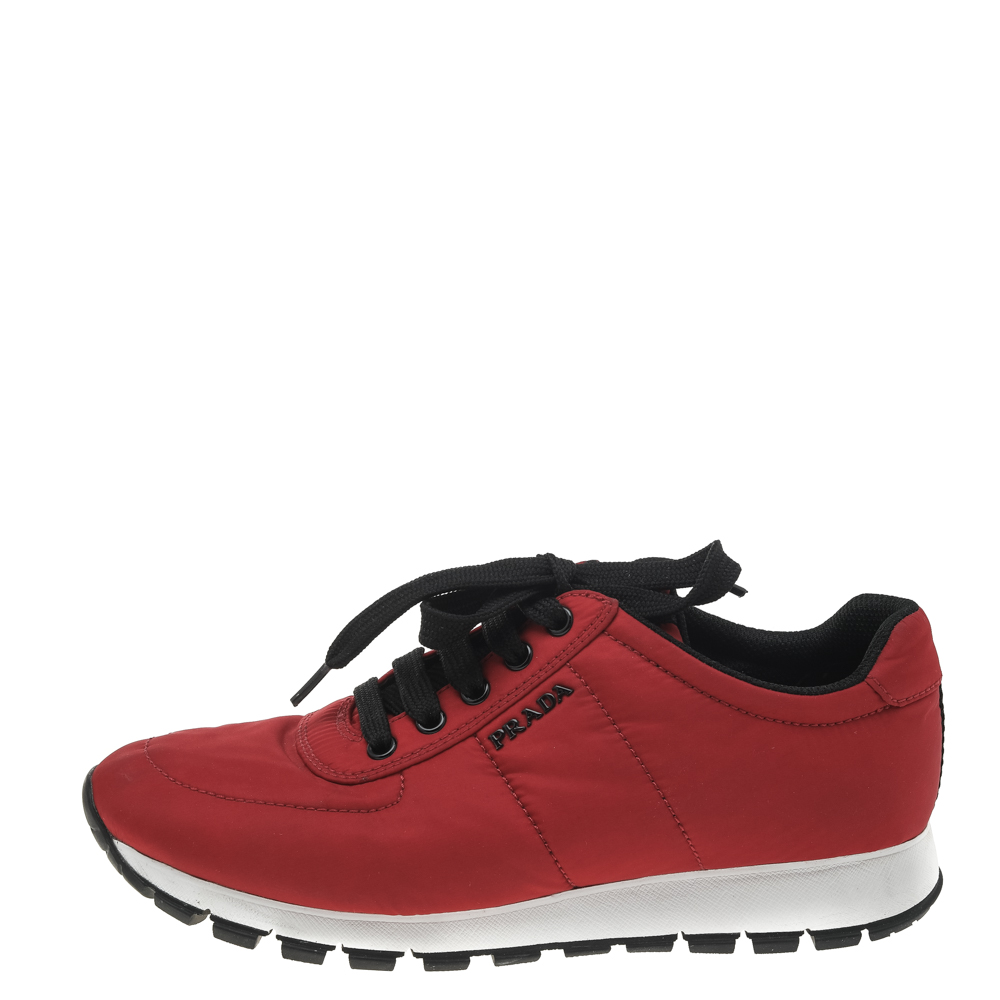 

Prada Sport Red Nylon Low Top Sneakers Size