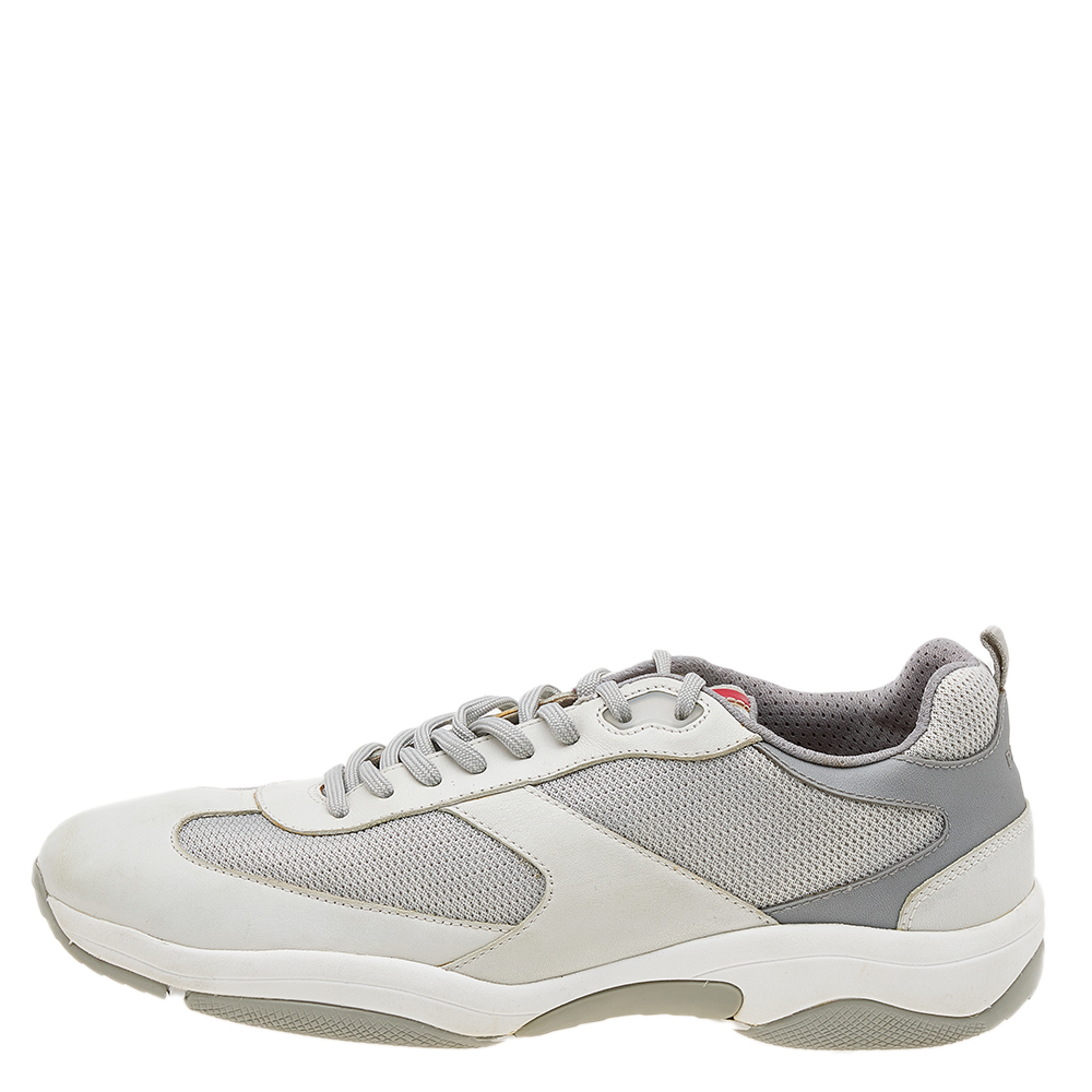 

Prada Sport Grey Mesh And Leather Low Top Sneakers Size