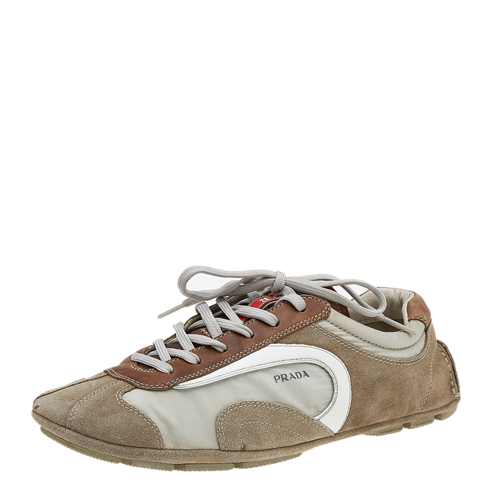 

Prada Sport Multicolor Leather And Nylon Low Top Sneakers Size