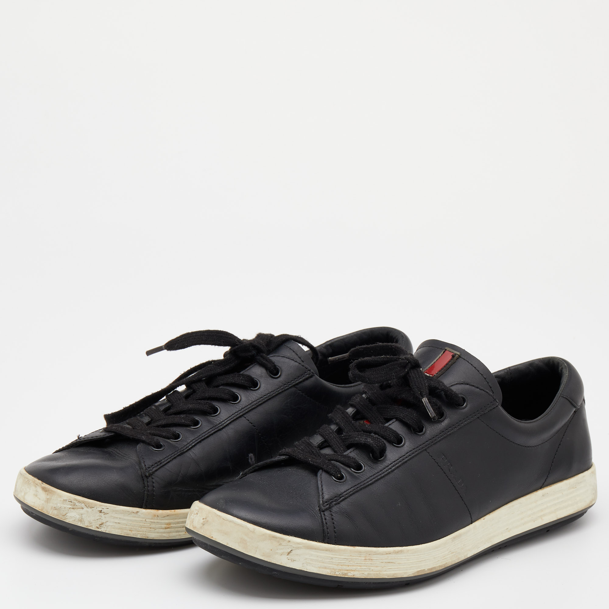 

Prada Sport Black Leather Low Top Sneakers Size