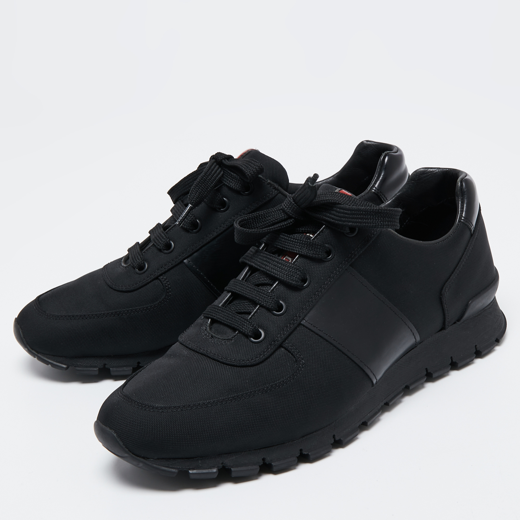 

Prada Sport Black Canvas and Leather Low-Top Sneakers Size