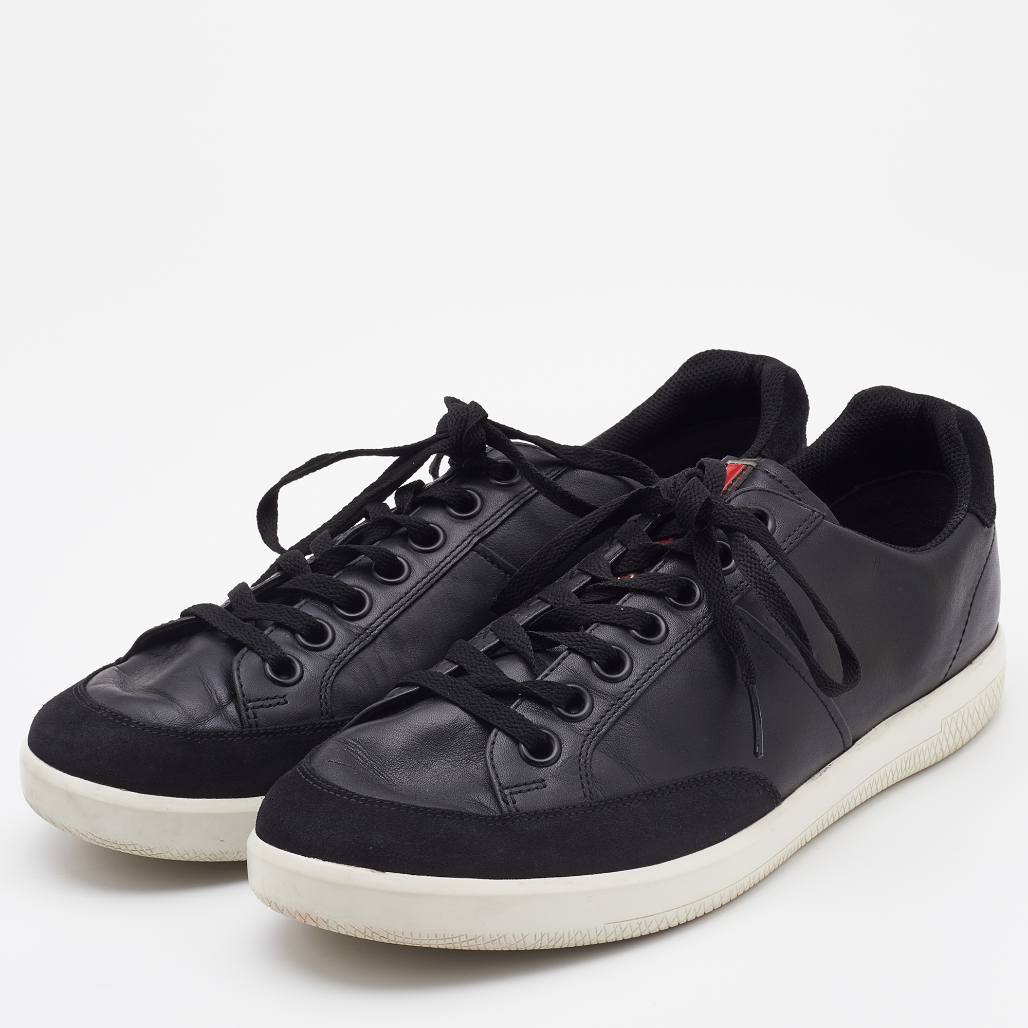

Prada Sport Black Leather and Suede Low Top Sneakers Size