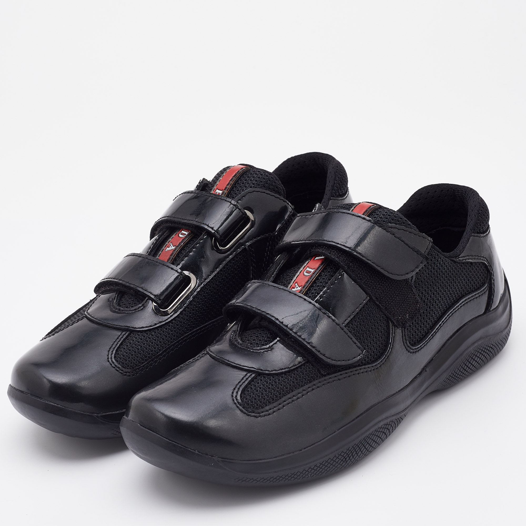 

Prada Sport Patent Leather and Mesh Velcro Low Top Sneakers Size, Black