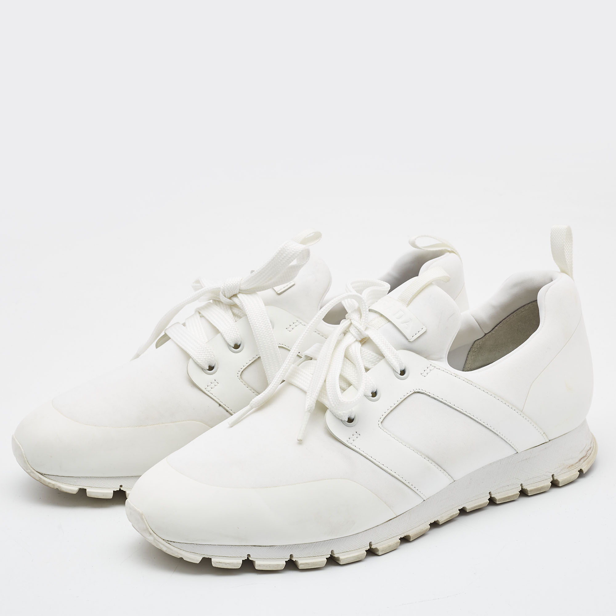 

Prada Sport White Leather and Nylon Low Top Sneakers Size