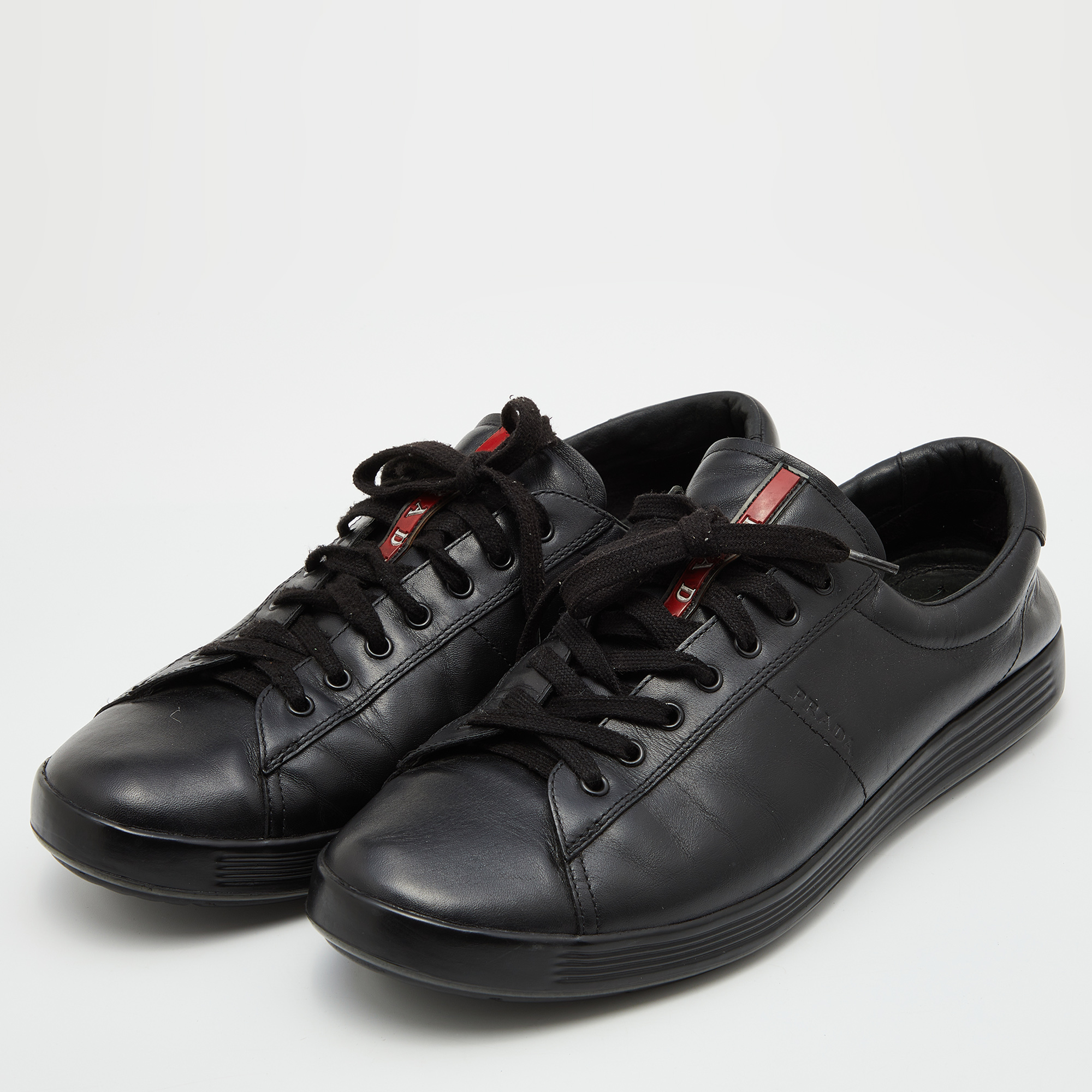 

Prada Sport Black Leather Low Top Sneakers Size