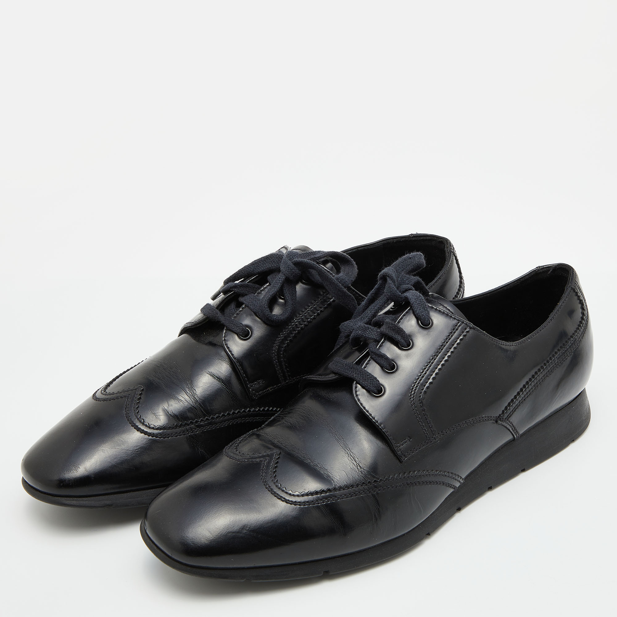 

Prada Sport Black Leather Lace Up Derby Size