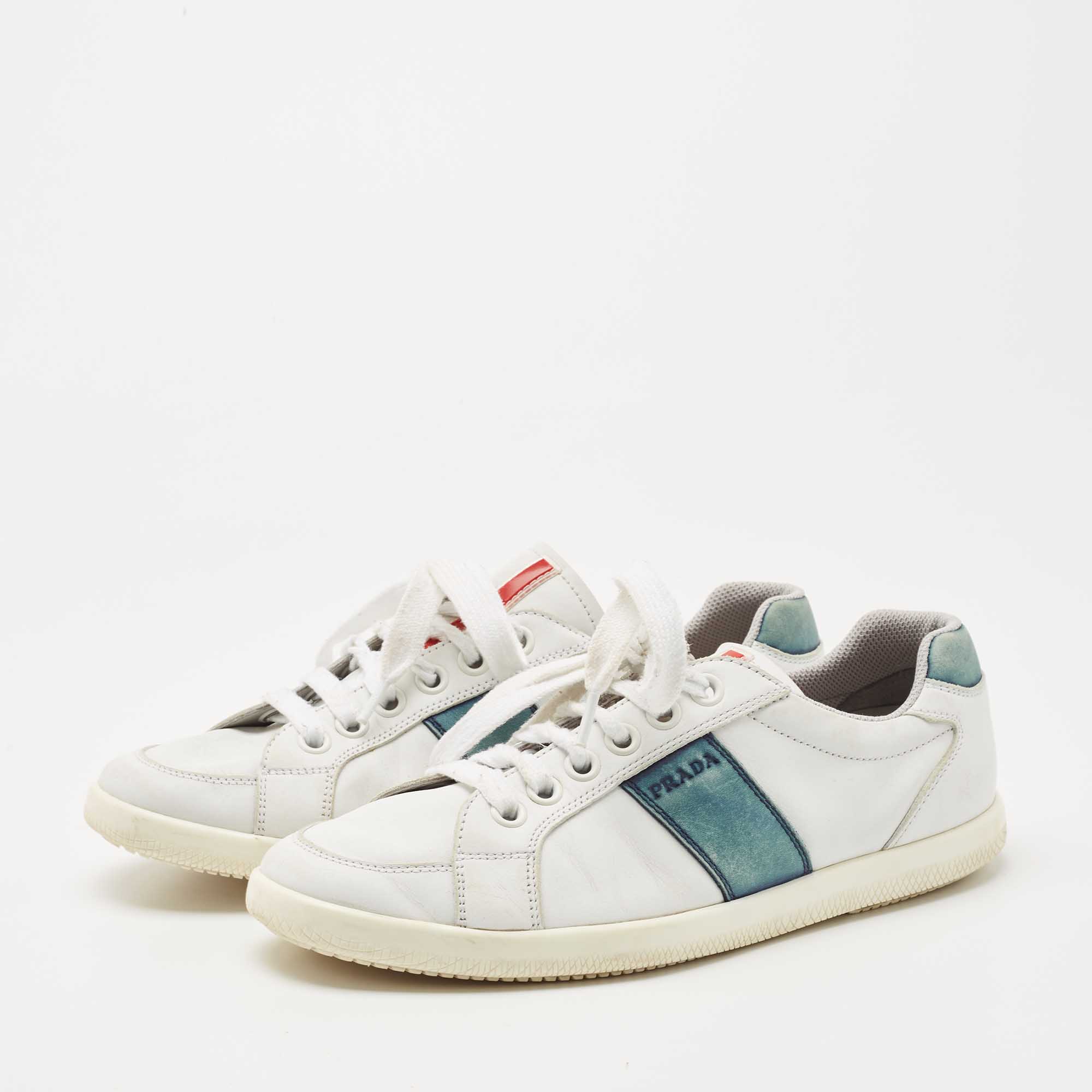 

Prada Sport White Leather Lace Up Low Top Sneakers Size