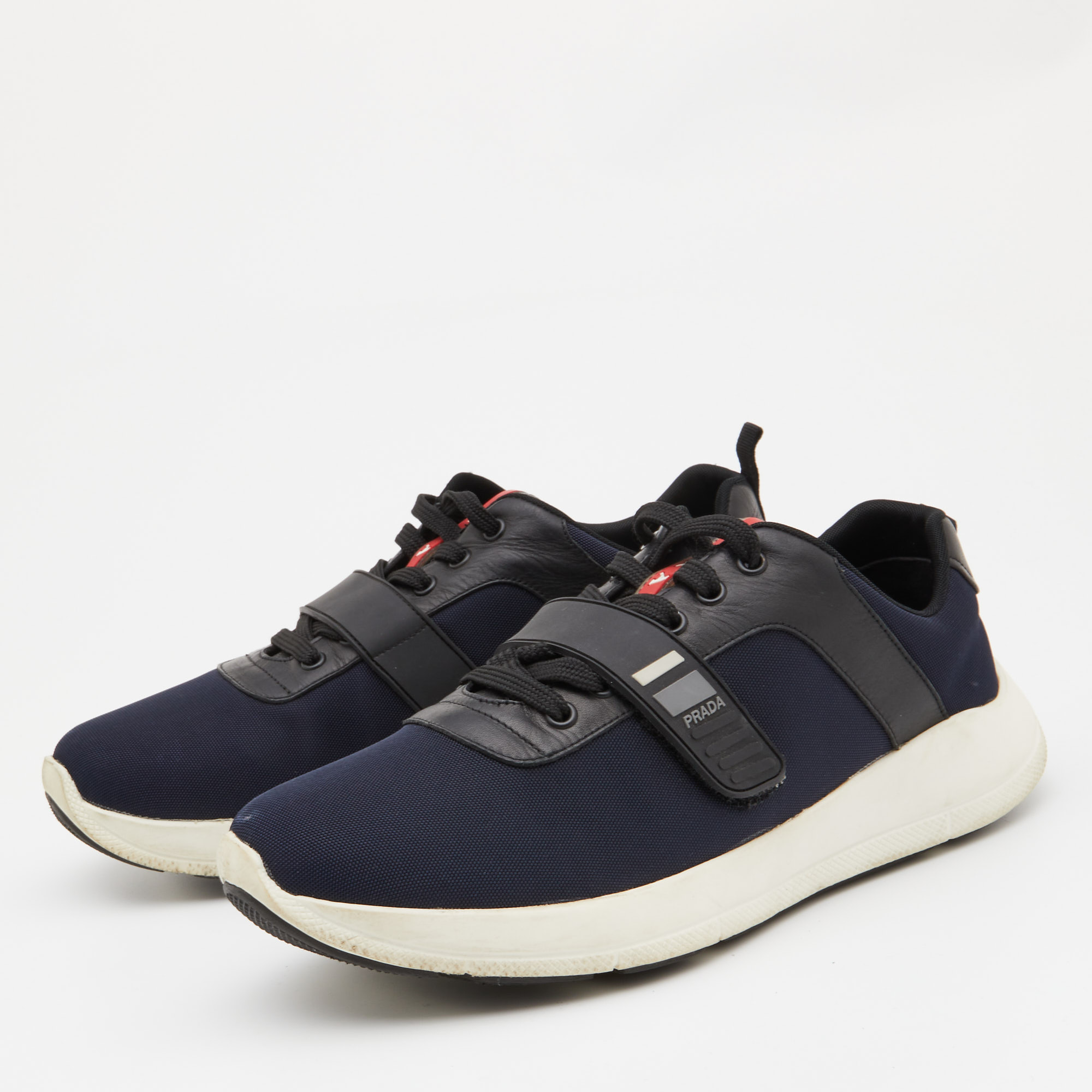 

Prada Sport Blue/Black Canvas and Leather Sneakers Size