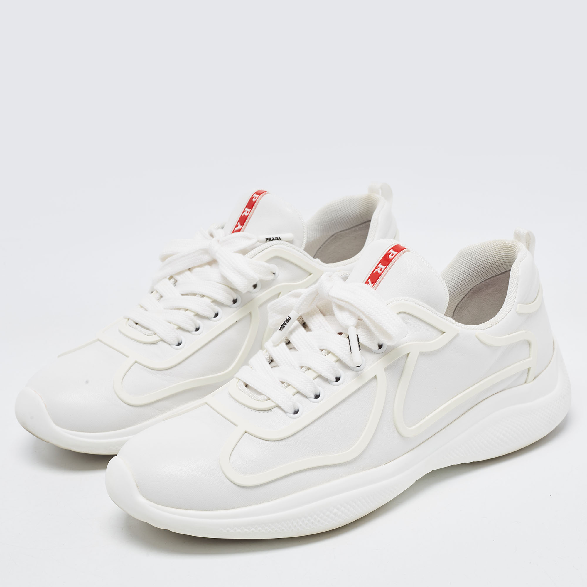 

Prada Sport White Leather Low Top Sneakers Size