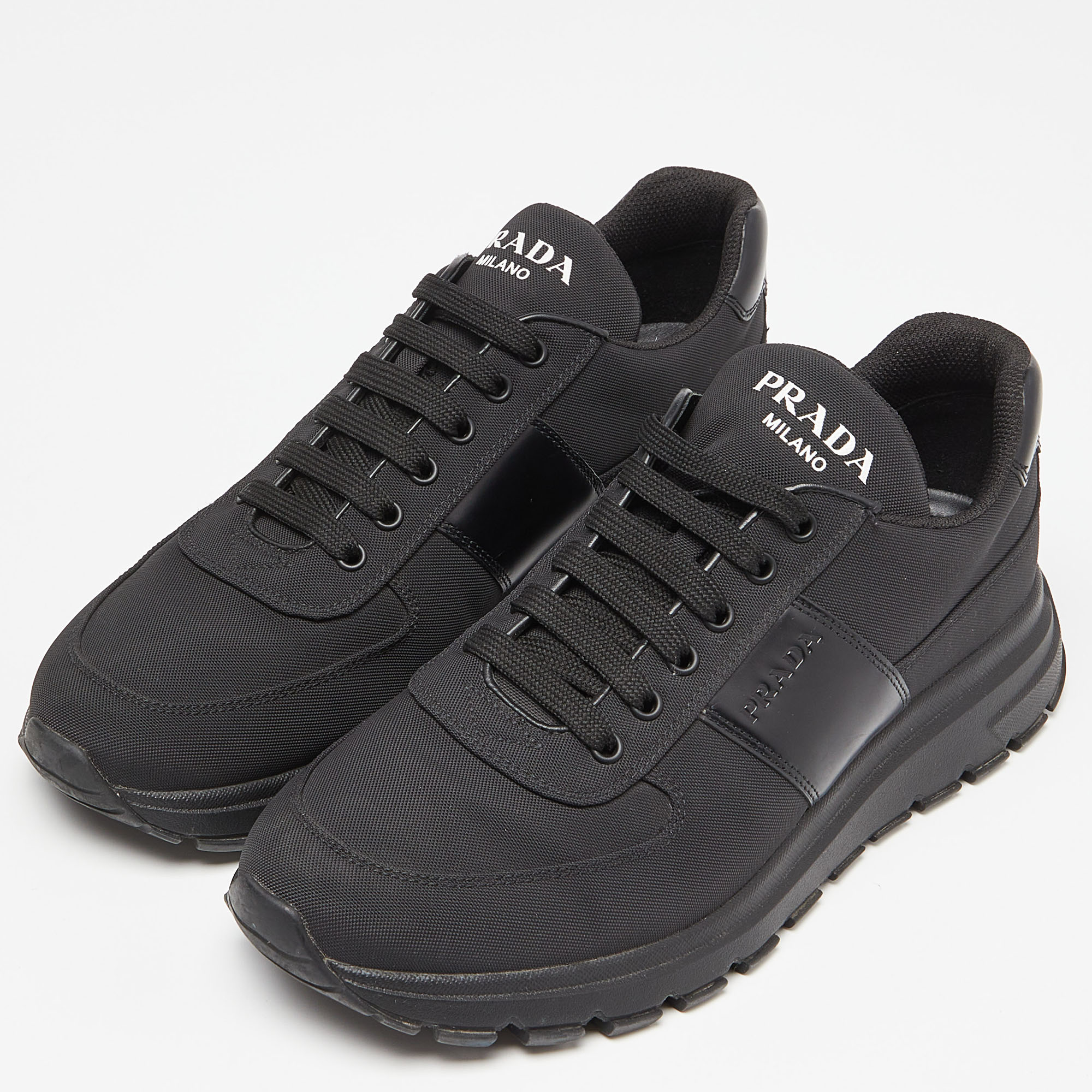 

Prada Sport Black Canvas and Leather Low-Top Sneakers Size