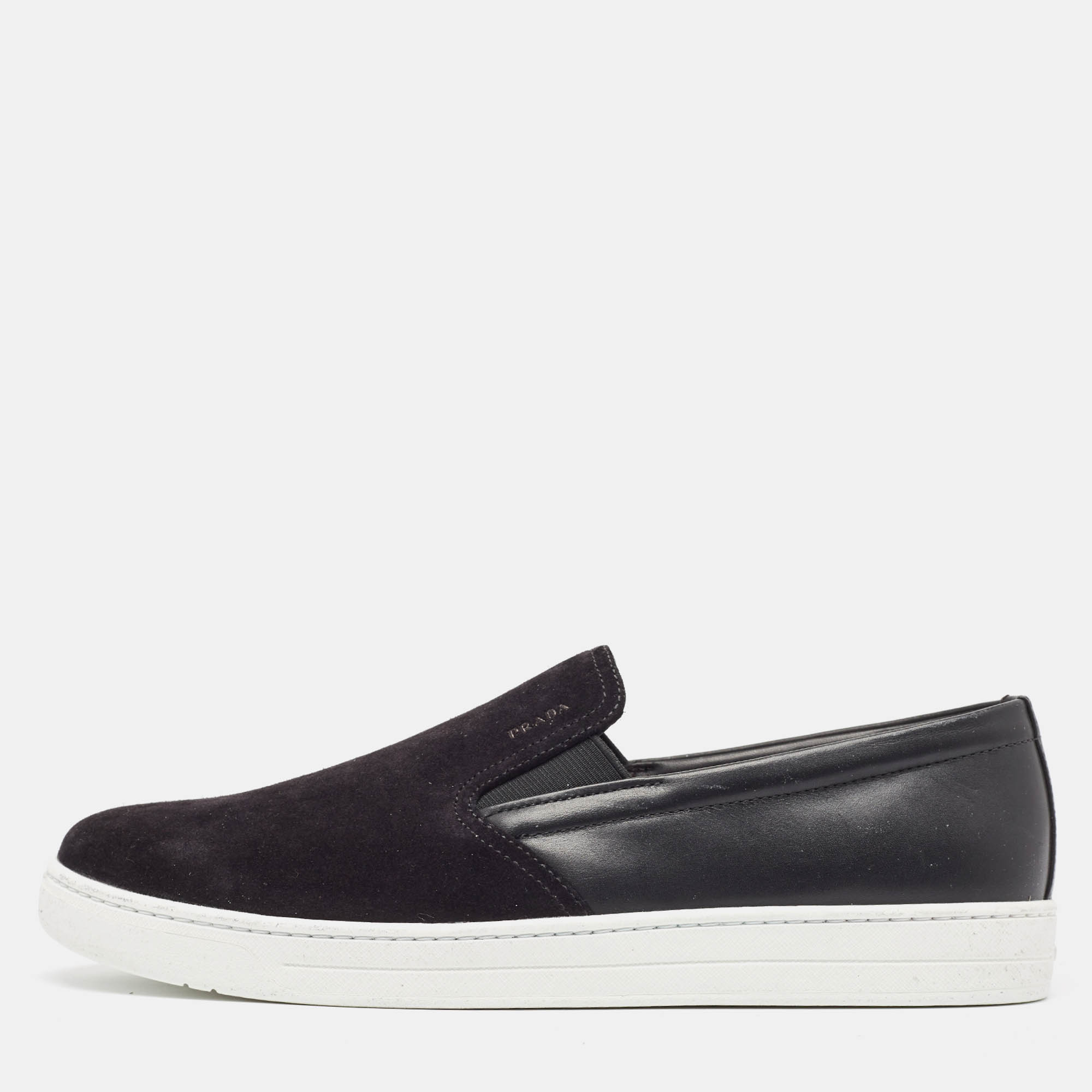 

Prada Sport Black Suede and Leather Slip On Sneakers Size