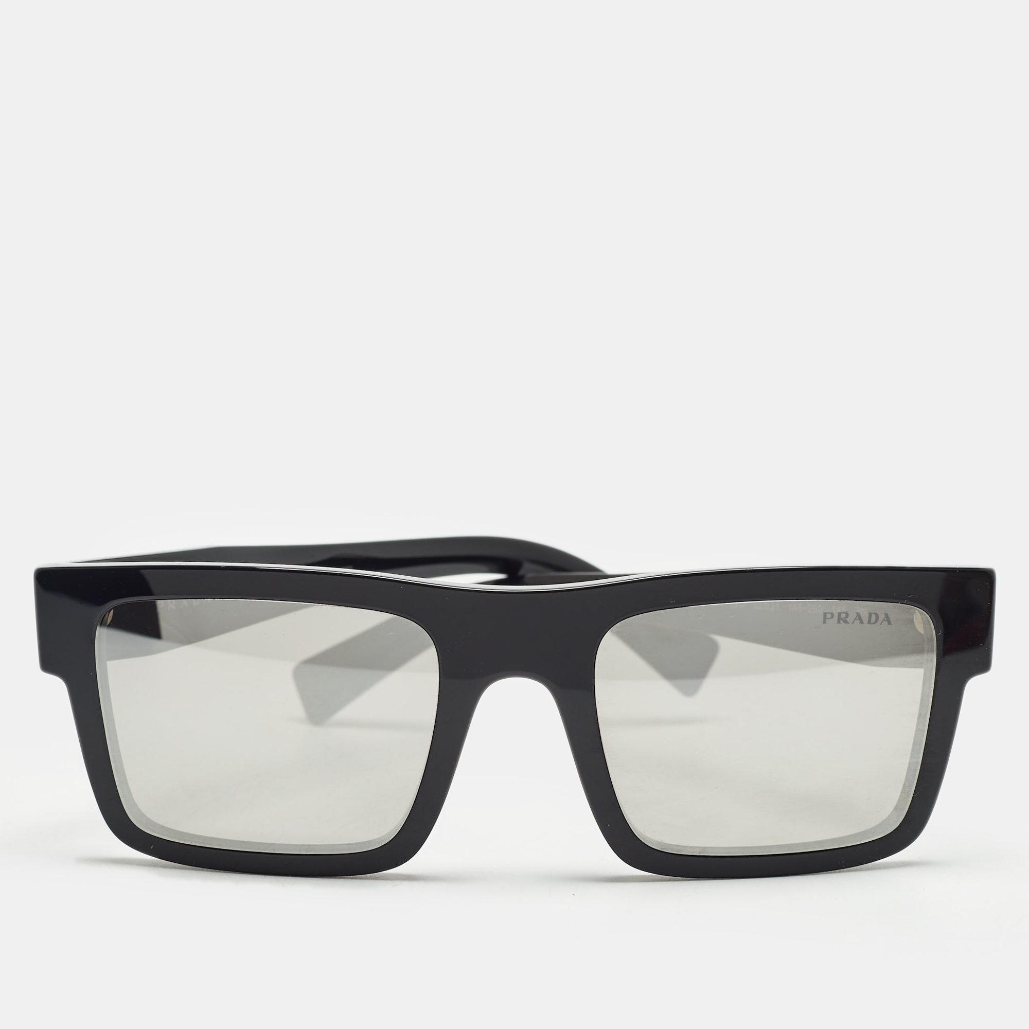 

Prada Black/Silver Mirrored SPR 19W Squared Sunglasses