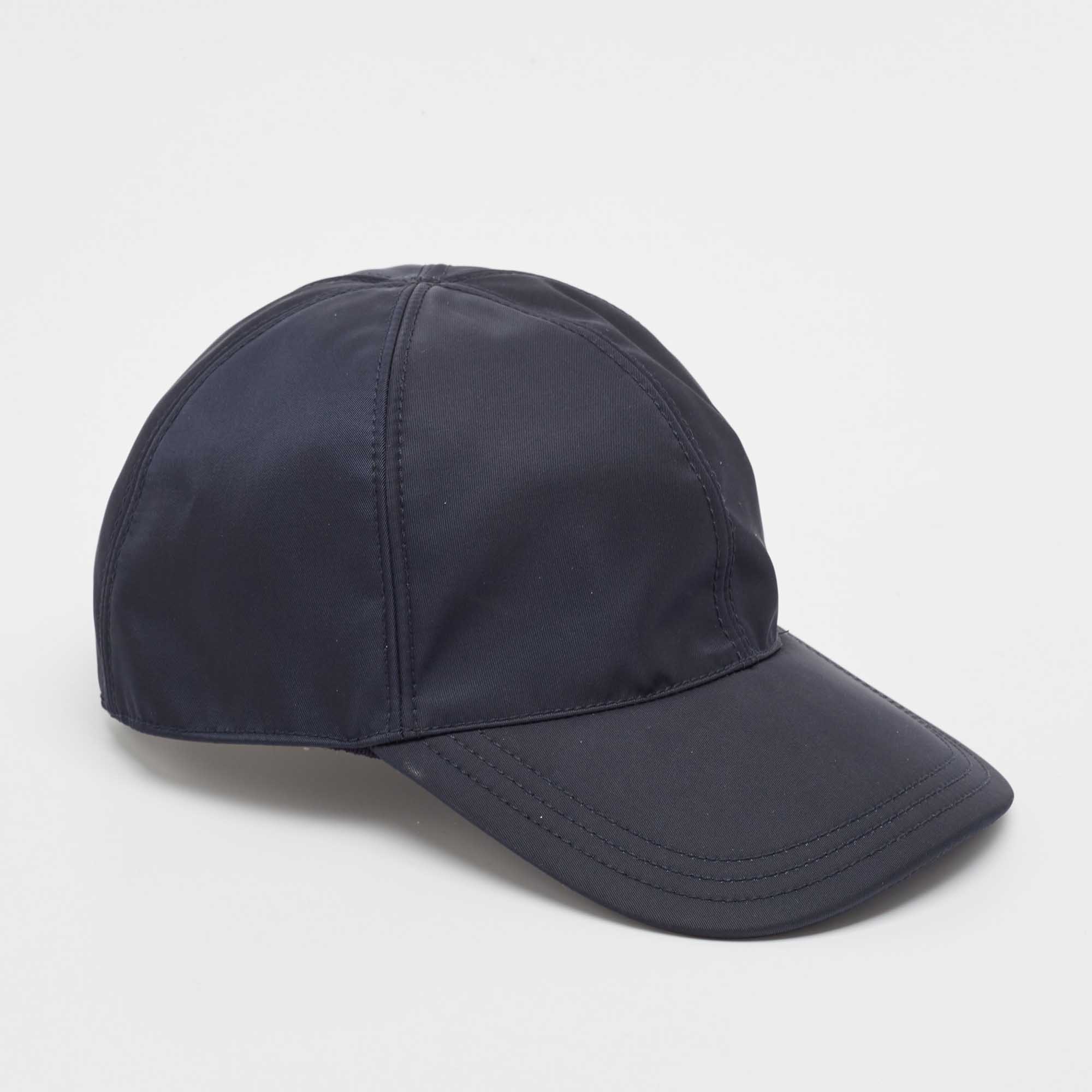 

Prada Navy Blue Nylon Logo Detail Cap