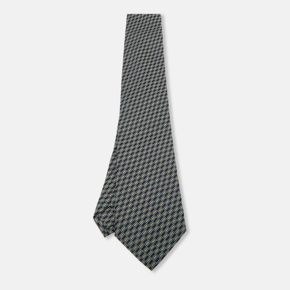 

Prada Black Check Pattern Silk Tie