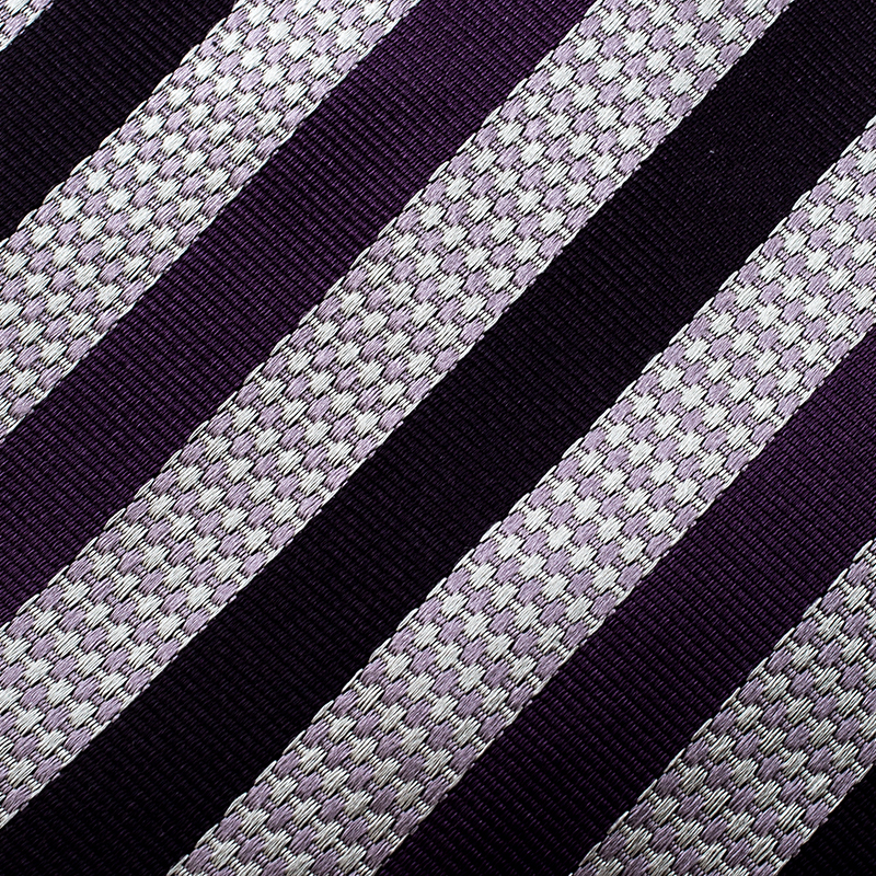 Pre-owned Prada Holliday & Brown For  Purple Diagonal Striped Patterned Silk Jacquard Tie