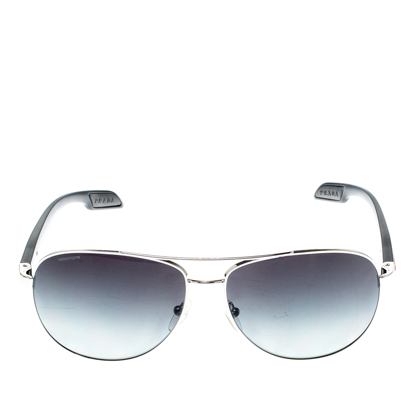 

Prada Silver/ Black Gradient Polarized SPS53P Linea Rossa Aviator Sunglasses