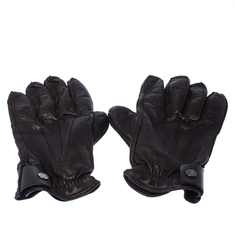 

Prada Dark Brown Leather Cashmere Lining Gloves