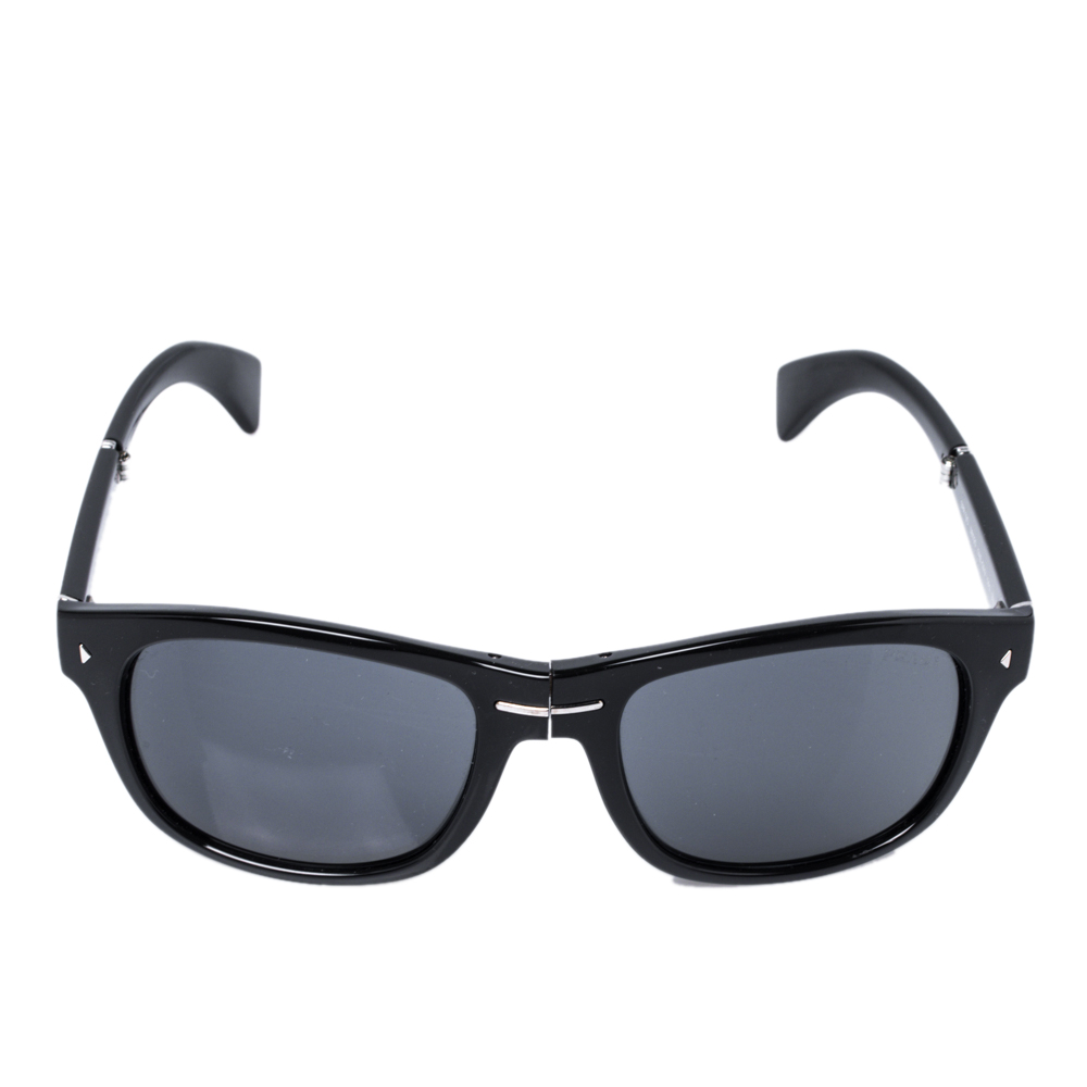 

Prada Black/ Grey SPR 13O Rectangular Folding Sunglasses