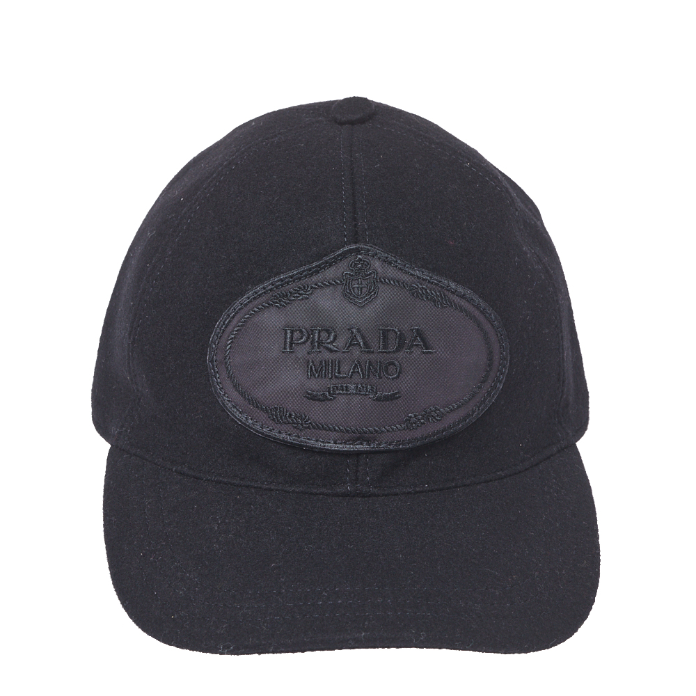

Prada Black Wool Logo Baseball Cap