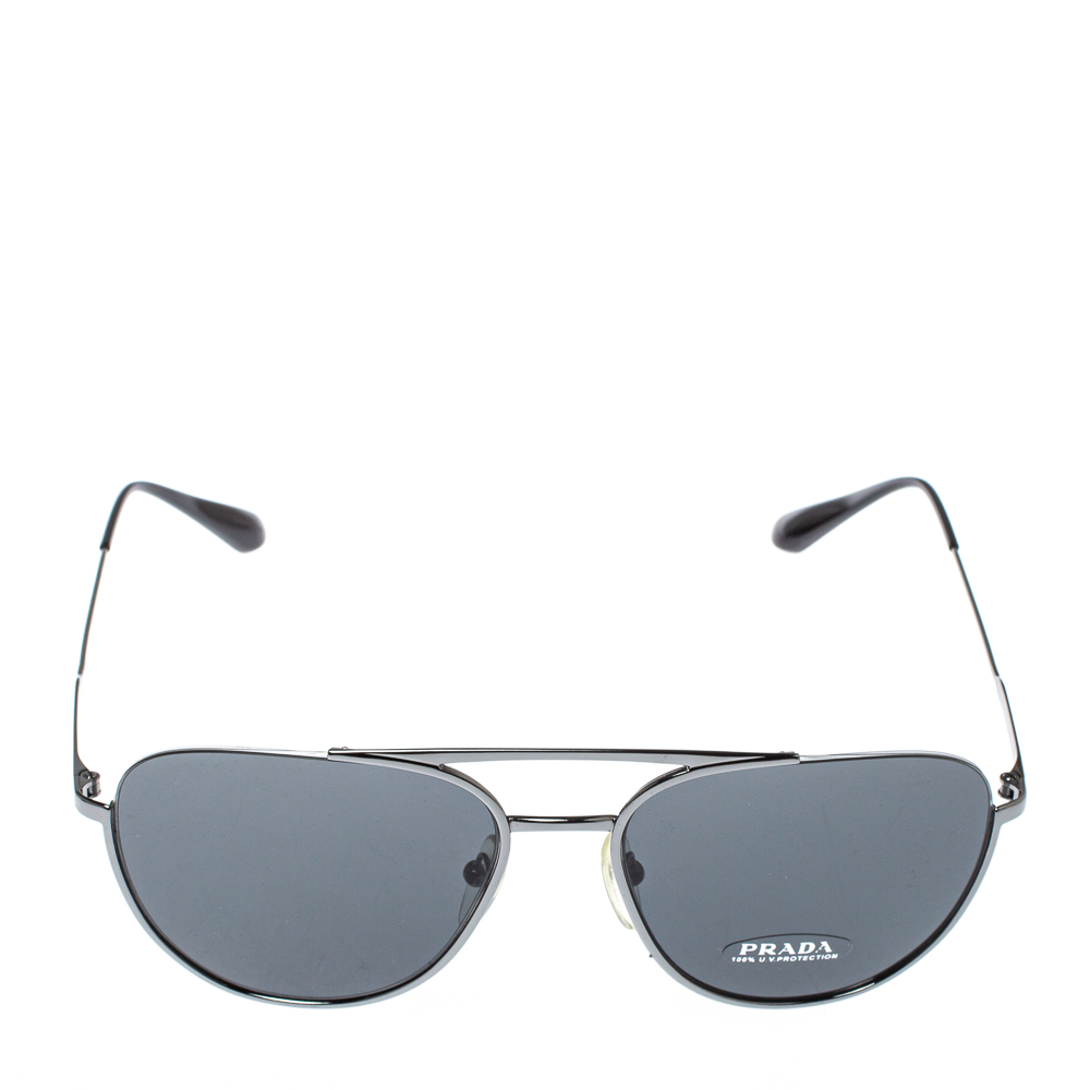 

Prada Dark Silver Tone/ Grey SPR 50U Aviator Sunglasses