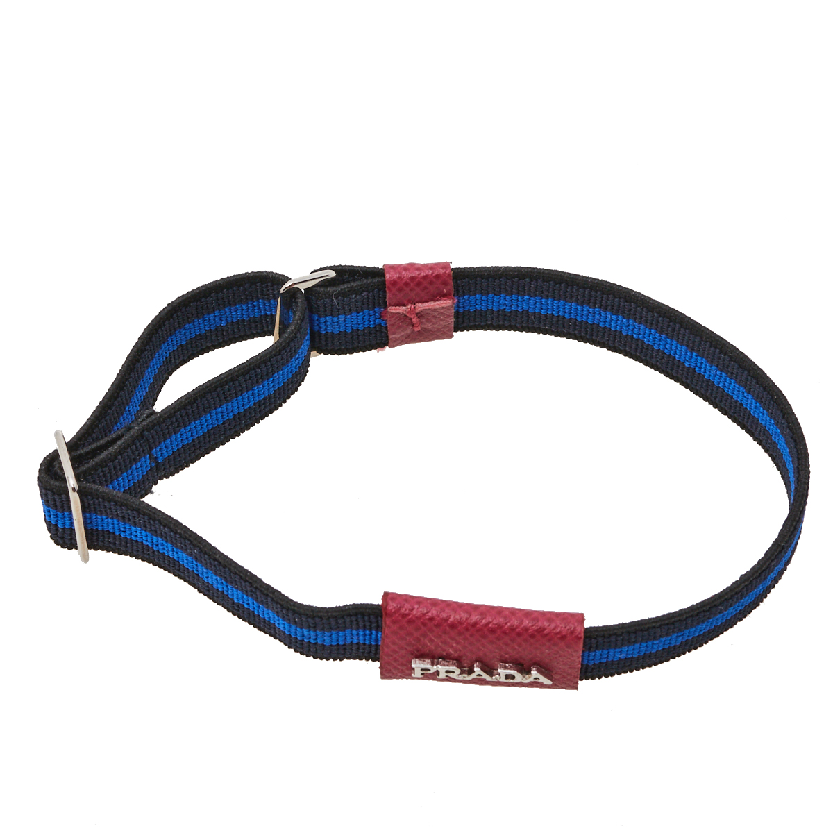 

Prada Bicolor Striped Elasticized Adjustable Bracelet, Blue