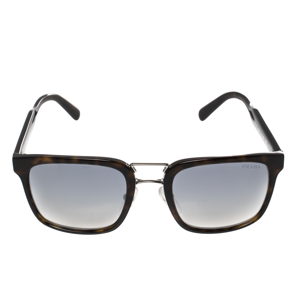 

Prada Brown Tortoise SPR 14T Square Sunglasses, Grey