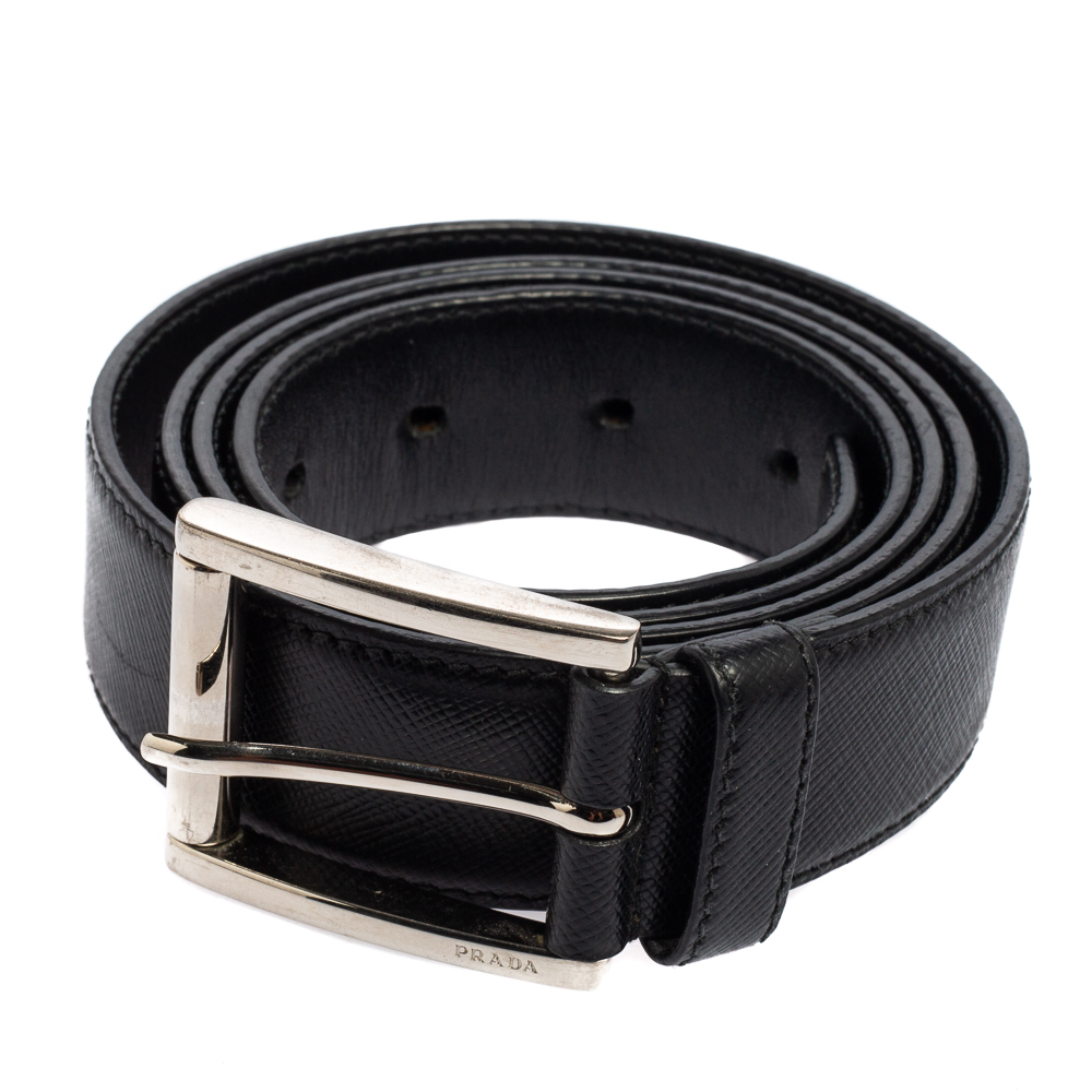 

Prada Black Saffiano Leather Buckle Belt