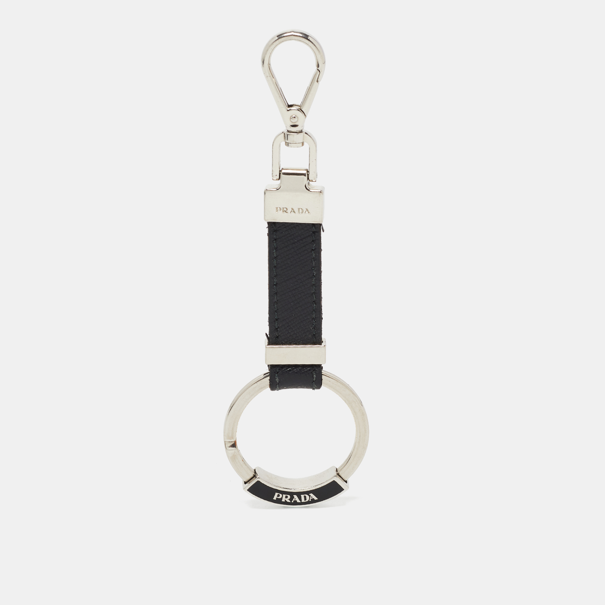Pre-owned Prada Black Leather Key Chain