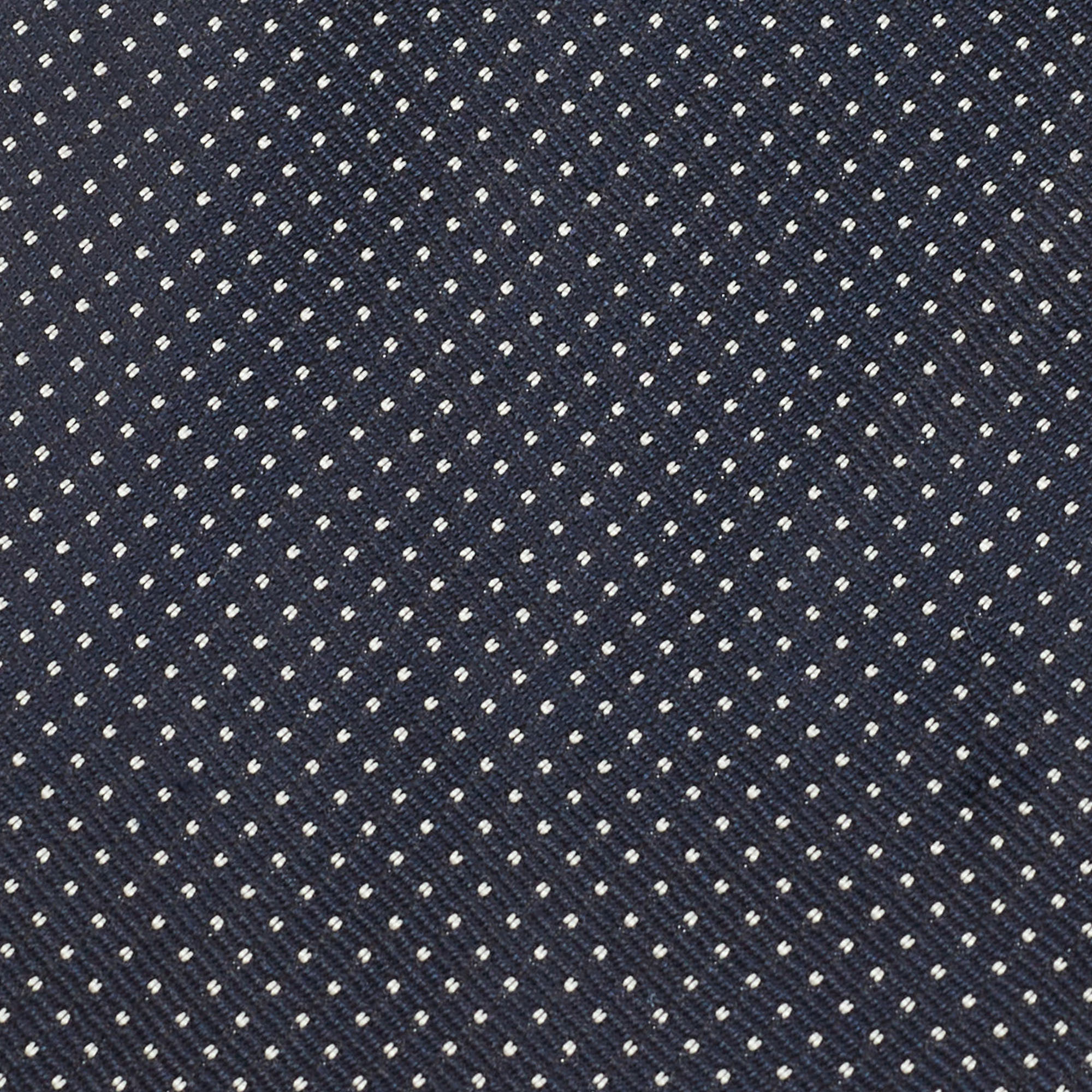 

Prada Navy Blue Dotted Silk Slim Tie
